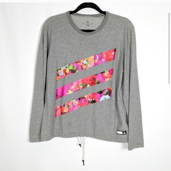 adidas Tops - Adidas Climalite Floral 3 Stripe Long Sleeve Top SZ S